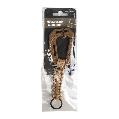 Mousqueton tressé en paracorde Ares 19 cm avec anneau spirale métallique