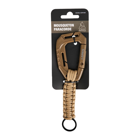 Mousqueton tressé en paracorde Ares 19 cm avec anneau spirale métallique