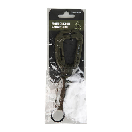 Mousqueton tressé en paracorde Ares 19 cm avec anneau spirale métallique