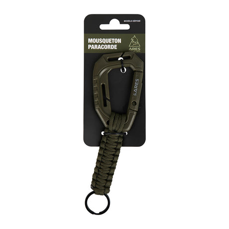 Mousqueton tressé en paracorde Ares 19 cm avec anneau spirale métallique