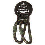 Mousquetons utilitaires Mil-Tec Tactical alliage aluminium 8 cm vendus par paire (non certifiés escalade ni secours)