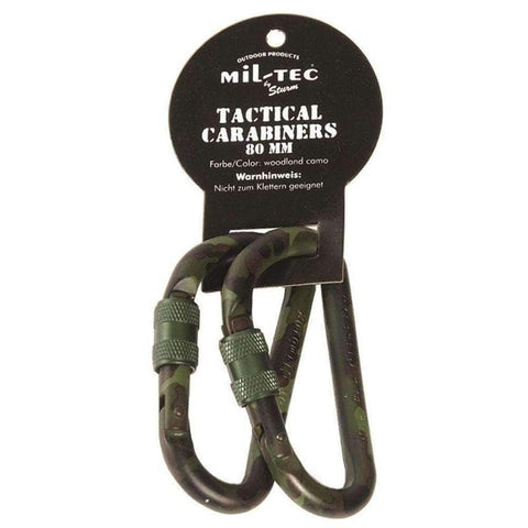 Mousquetons utilitaires Mil-Tec Tactical alliage aluminium 8 cm vendus par paire (non certifiés escalade ni secours)