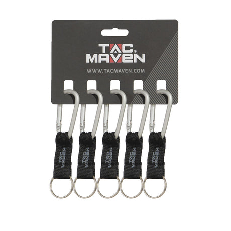 Mousquetons utilitaires Tac Maven en aluminium 6 mm vendus par lot de 5 avec anneau