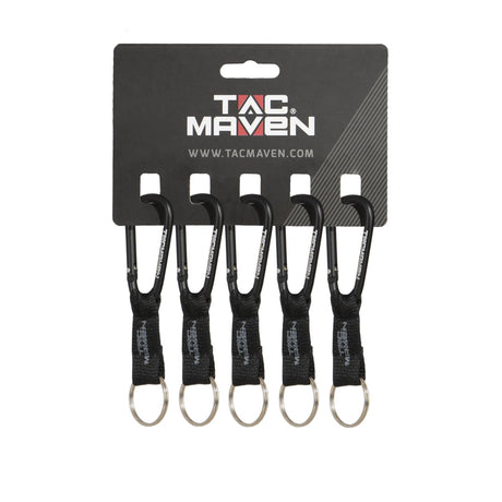 Mousquetons utilitaires Tac Maven en aluminium 6 mm vendus par lot de 5 avec anneau