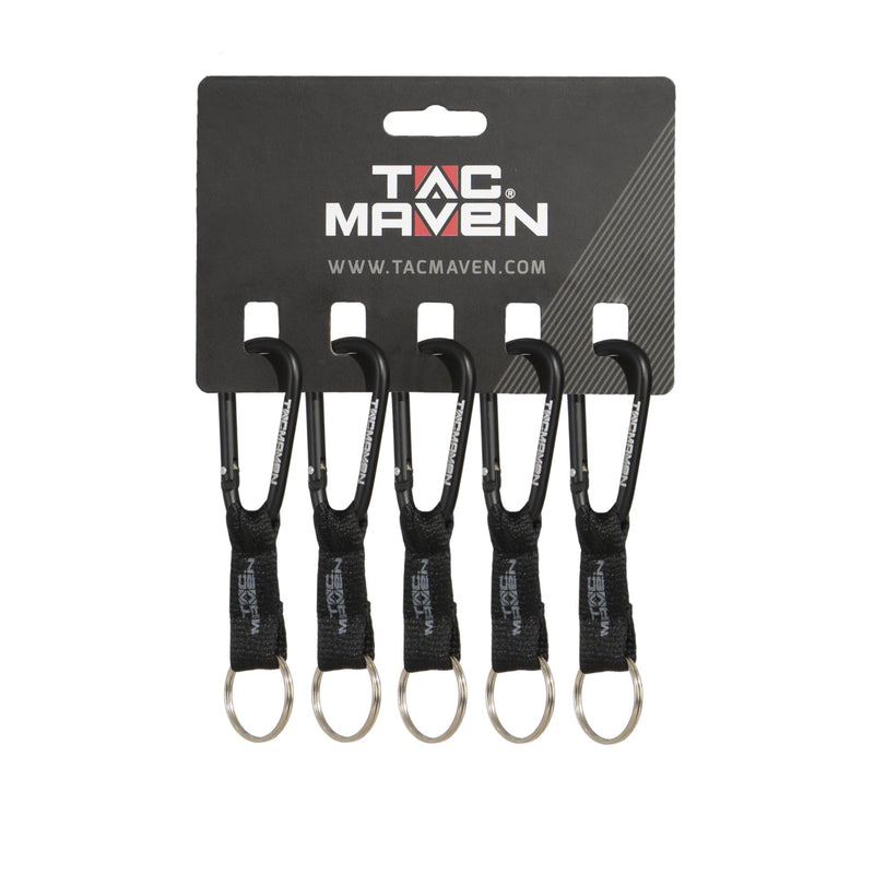 Mousquetons utilitaires Tac Maven en aluminium 6 mm vendus par lot de 5 avec anneau