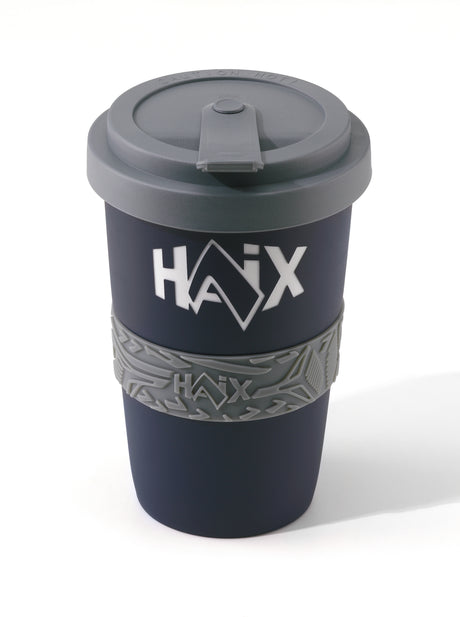Mug nomade Haix 2Go en porcelaine avec bandeau silicone et couvercle hermétique