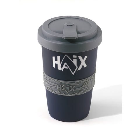 Mug nomade Haix 2Go en porcelaine avec bandeau silicone et couvercle hermétique