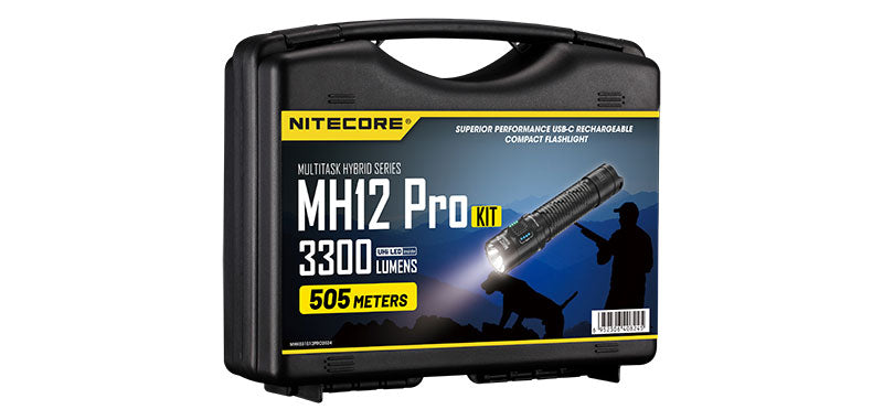 Lampe torche Nitecore MH12 Pro en kit 3 300 lumens portée 505 m rechargeable USB-C étanche IP68