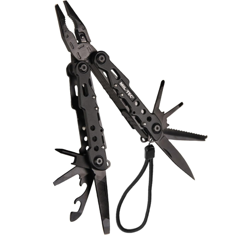Outil multifonctions Mil-Tec Black LG 9 outils acier 2Cr13 boîtier aluminium avec étui