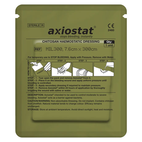 Pansement hémostatique Axiostat Z-Fold 100 % chitosane bio-adhésif conservation 5 ans