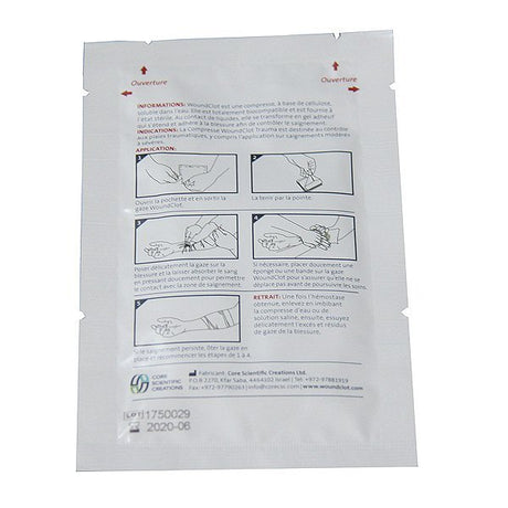 Pansement hémostatique WoundClot Trauma 8 x 20 cm dispositif classe IIb marquage CE