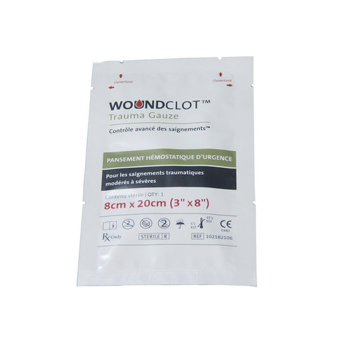 Pansement hémostatique WoundClot Trauma 8 x 20 cm dispositif classe IIb marquage CE