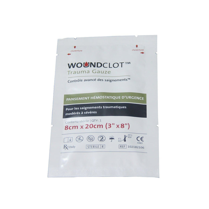 Pansement hémostatique WoundClot Trauma 8 x 20 cm dispositif classe IIb marquage CE