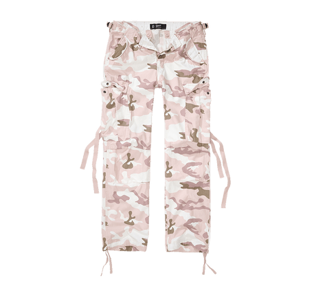 Pantalon Brandit M65 coupe femme en coton ample avec sangles de taille et plis aux genoux