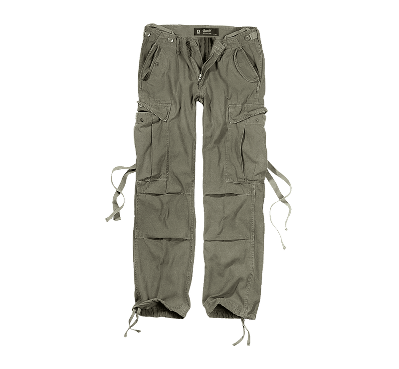 Pantalon Brandit M65 coupe femme en coton ample avec sangles de taille et plis aux genoux