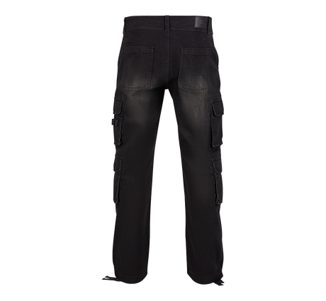 Pantalon cargo Brandit Denim coton-polyester huit poches rapportées et bas à cordon