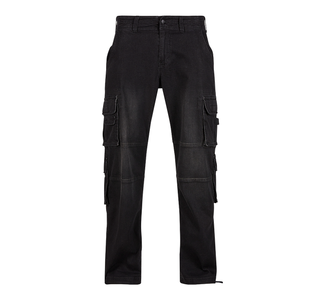 Pantalon cargo Brandit Denim coton-polyester huit poches rapportées et bas à cordon