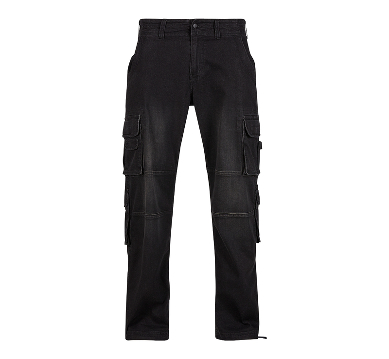 Pantalon cargo Brandit Denim coton-polyester huit poches rapportées et bas à cordon