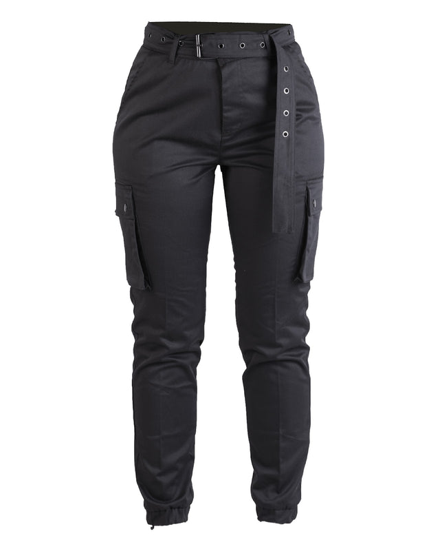 Pantalon cargo femme Mil-Tec en polyester-coton à taille haute et ceinture amovible