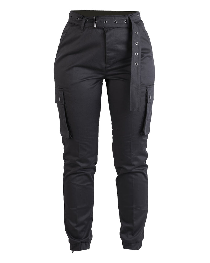 Pantalon cargo femme Mil-Tec en polyester-coton à taille haute et ceinture amovible