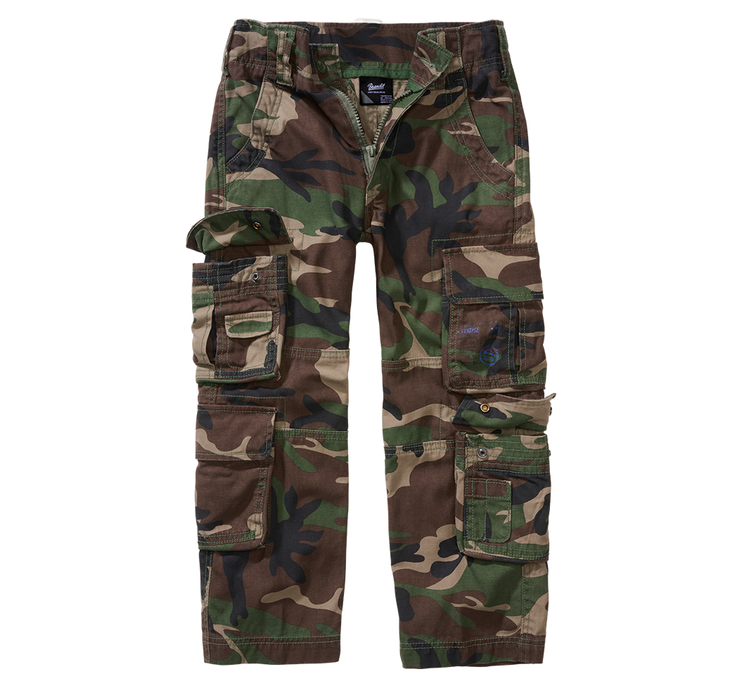 Pantalon enfant Brandit Pure Vintage coton huit poches et taille réglable par élastique