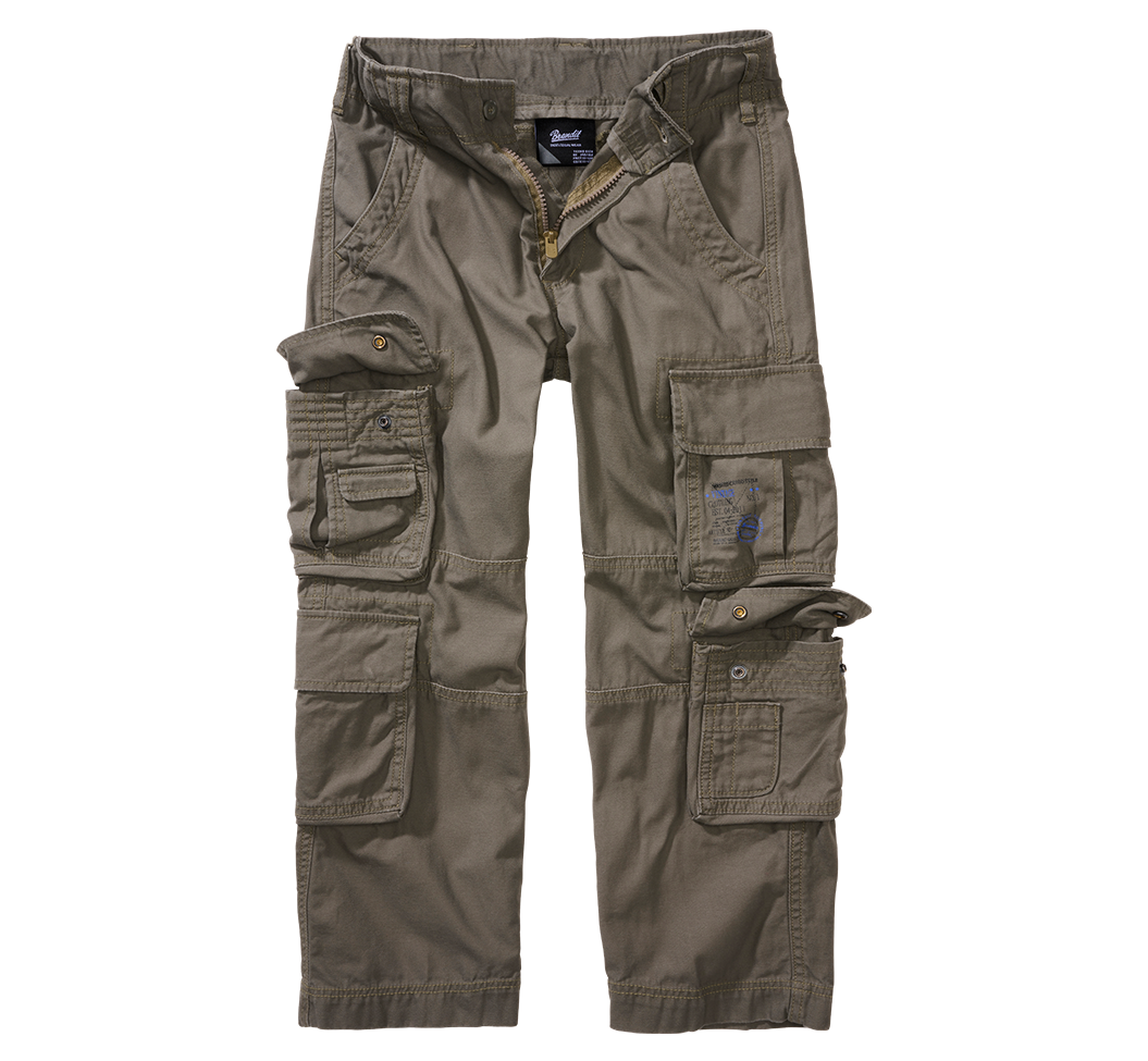 Pantalon enfant Brandit Pure Vintage coton huit poches et taille réglable par élastique