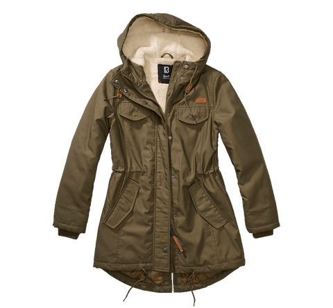 Parka Brandit Marsh Lake coupe femme à pans longs doublure matelassée et peluche