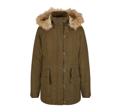 Parka Brandit Nila coupe femme en coton doublée col en fourrure synthétique amovible