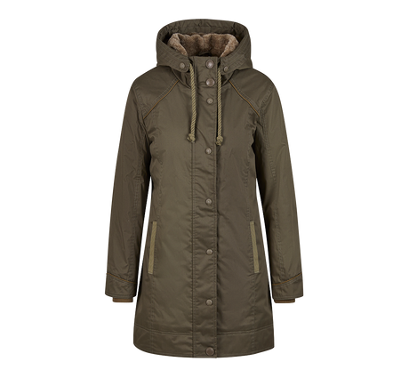 Parka Brandit Savannah coupe femme longue doublée capuche et fente de marche