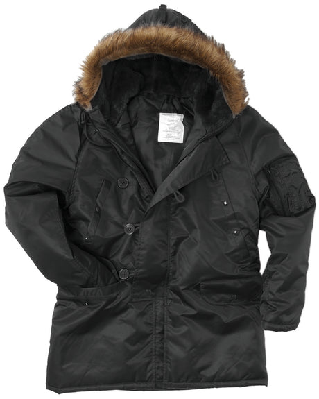 Parka de froid Teesar N3B en nylon enduit polyuréthane avec capuche à fourrure synthétique
