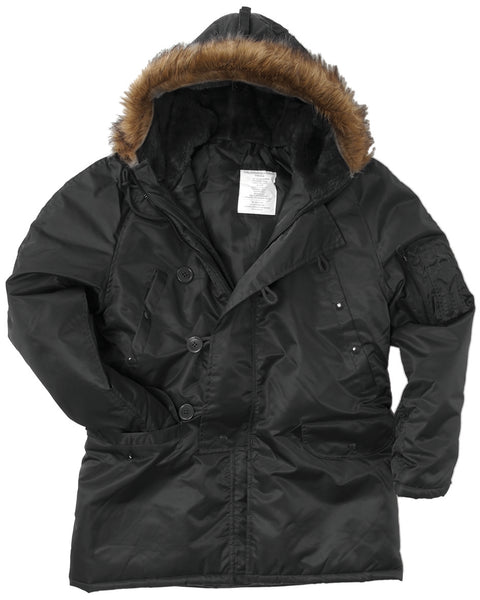 Parka de froid Teesar N3B en nylon enduit polyuréthane avec capuche à fourrure synthétique