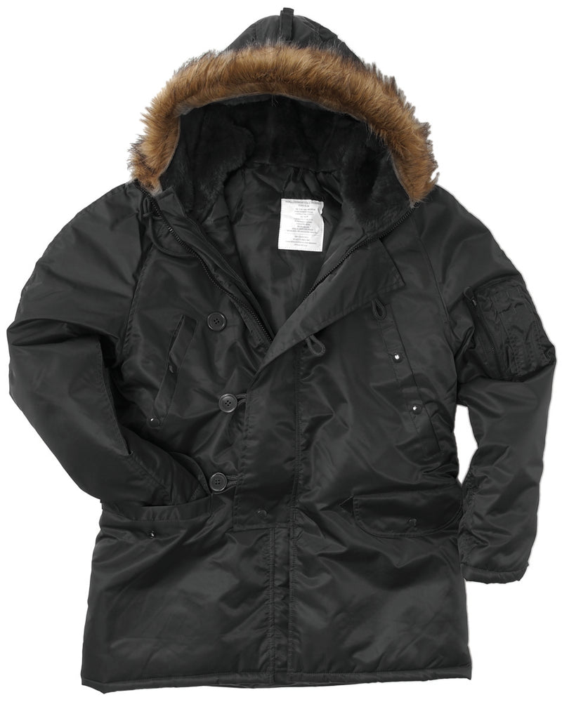 Parka de froid Teesar N3B en nylon enduit polyuréthane avec capuche à fourrure synthétique