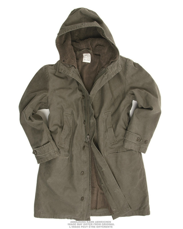Parka long Bundeswehr en satin de coton doublé, surplus militaire d'occasion, lot de 5