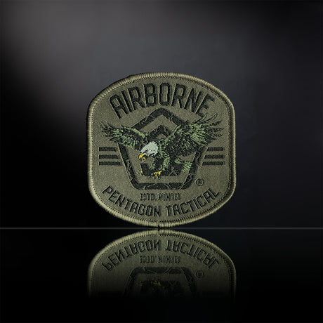 Patch moral Pentagon Airborne tissé polyester dos auto-agrippant carré 65 x 65 mm