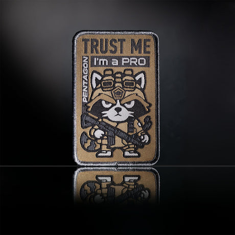 Patch moral Pentagon Racoon Pro tissé polyester dos auto-agrippant 60 x 93 mm