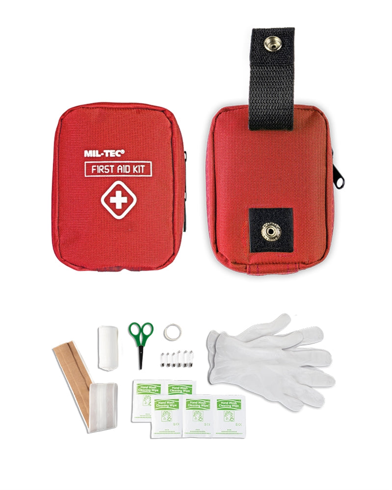 Pochette de premiers secours Mil-Tec Mini en polyester avec sept éléments