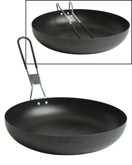 Poêle de camping Mil-Tec en acier à revêtement antiadhésif 25 cm, manche rabattable