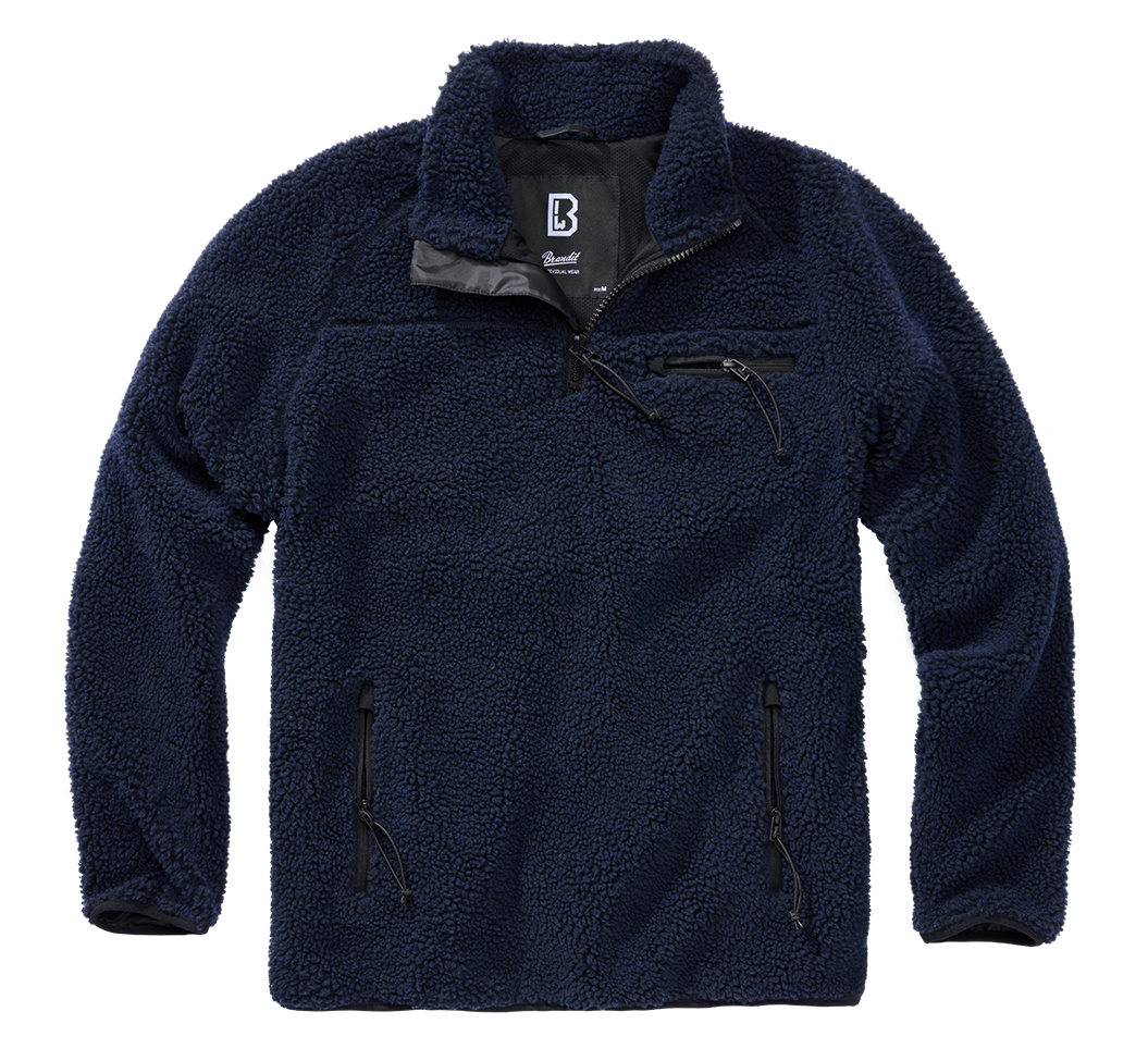Polaire Brandit Teddyfleece Troyer doublée col montant quatre poches et bas élastiqué