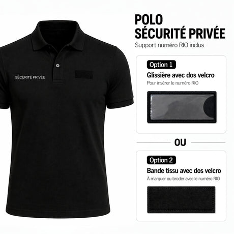 Polo Sécurité privée Patrol Equipement en coton marquage rétroréfléchissant deux faces