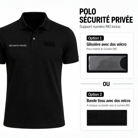 Polo Sécurité privée Patrol Equipement en coton marquage rétroréfléchissant deux faces