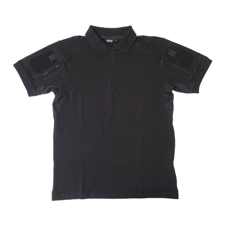 Polo tactique col à glissière coton polyester élasthanne deux poches de manche