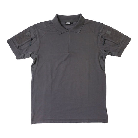 Polo tactique col à glissière coton polyester élasthanne deux poches de manche