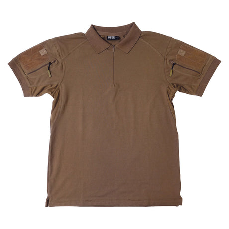 Polo tactique col à glissière coton polyester élasthanne deux poches de manche