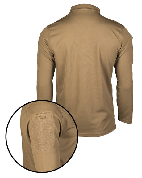 Polo tactique manches longues Mil-Tec en polyester à séchage rapide avec poches de bras