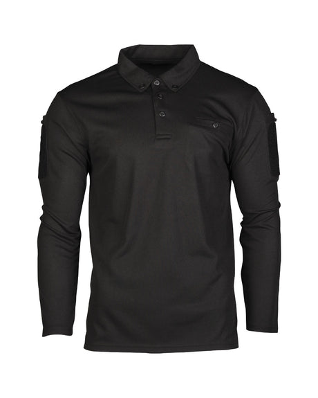 Polo tactique manches longues Mil-Tec en polyester à séchage rapide avec poches de bras