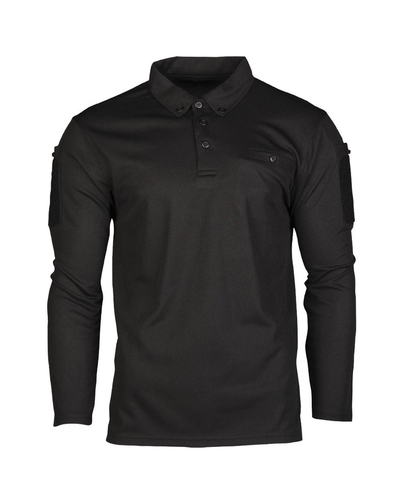 Polo tactique manches longues Mil-Tec en polyester à séchage rapide avec poches de bras