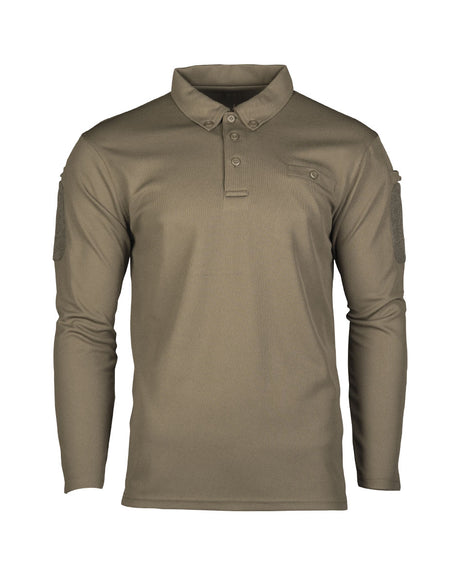 Polo tactique manches longues Mil-Tec en polyester à séchage rapide avec poches de bras