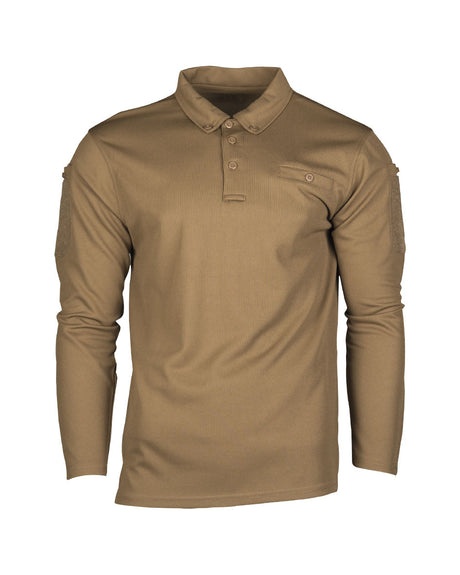 Polo tactique manches longues Mil-Tec en polyester à séchage rapide avec poches de bras
