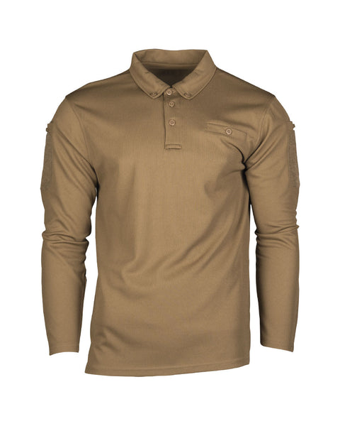 Polo tactique manches longues Mil-Tec en polyester à séchage rapide avec poches de bras
