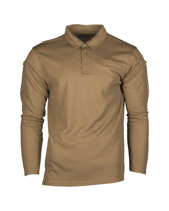 Polo tactique manches longues Mil-Tec en polyester à séchage rapide avec poches de bras